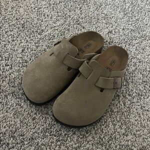Birkenstock  Suede Clogs with Buckle